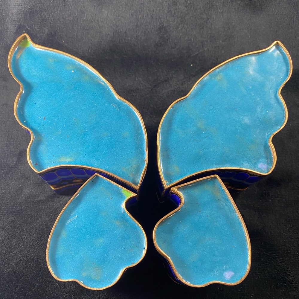 Vintage cloisonné butterfly puzzle box - Picture 2 of 7